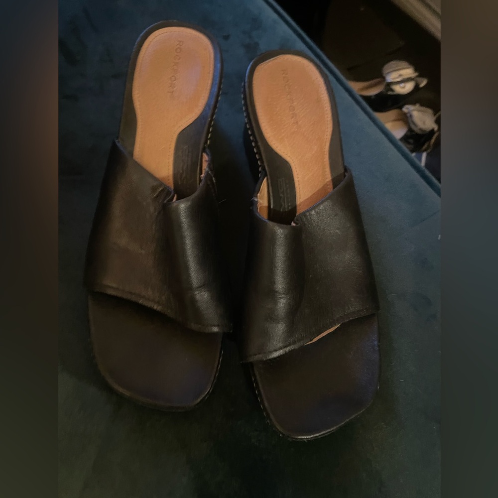 Wedge leather slides